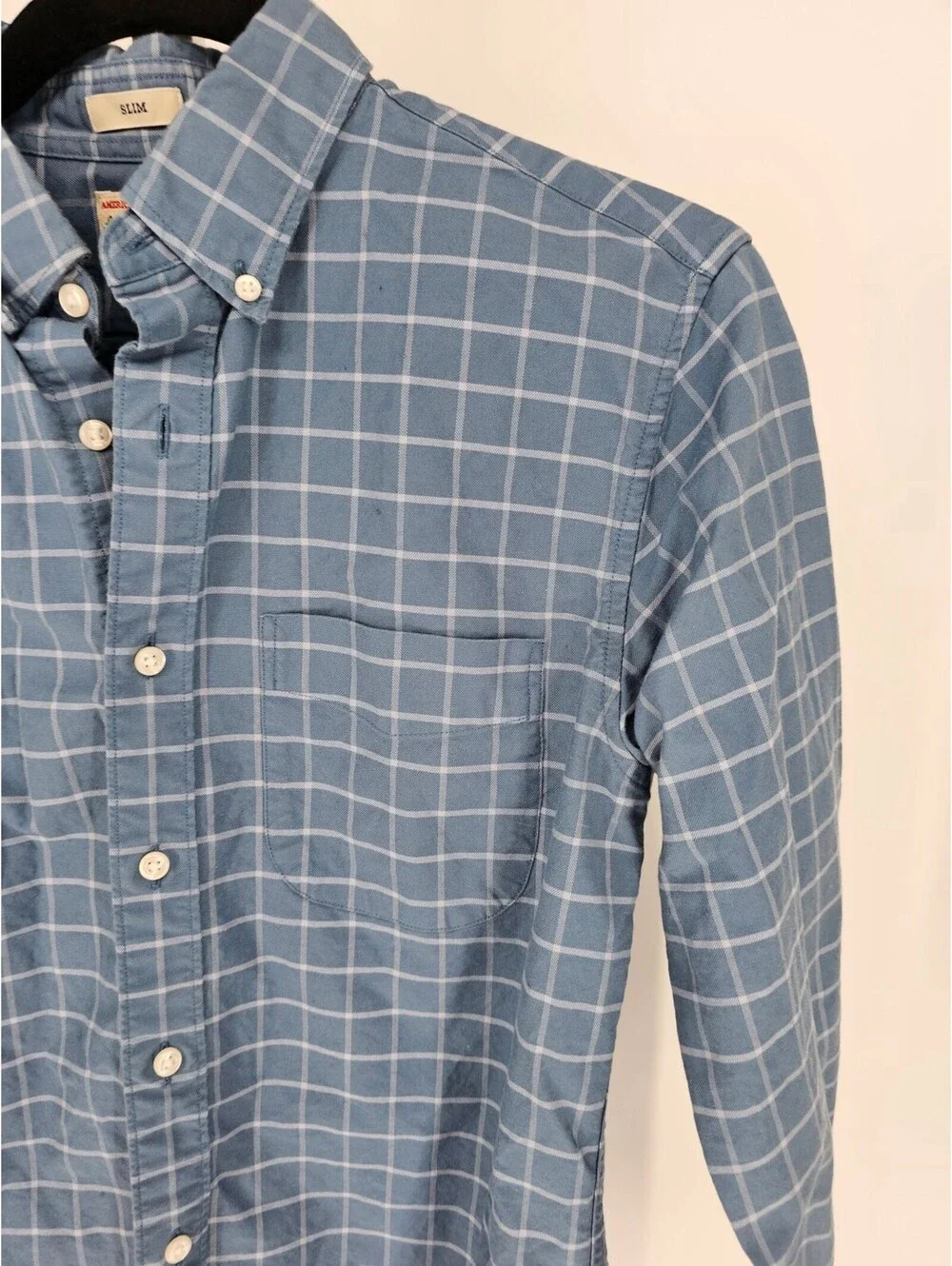 J Crew Mens Sz S Slim Fit Long Sleeve Button Up Dress Shirt Slate Blue Plaid